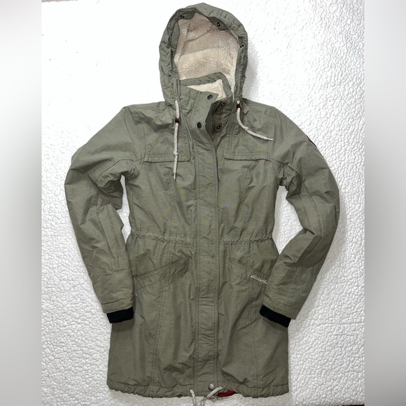 Eddie Bauer Ladder Creek High-Pile Olive Parka with Faux Fur Trim Women's XS - Picture 5 of 10